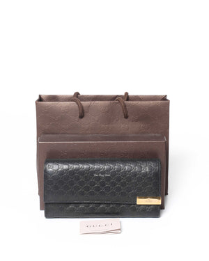 Gucci Black Gucissima Leather Long Wallet-12