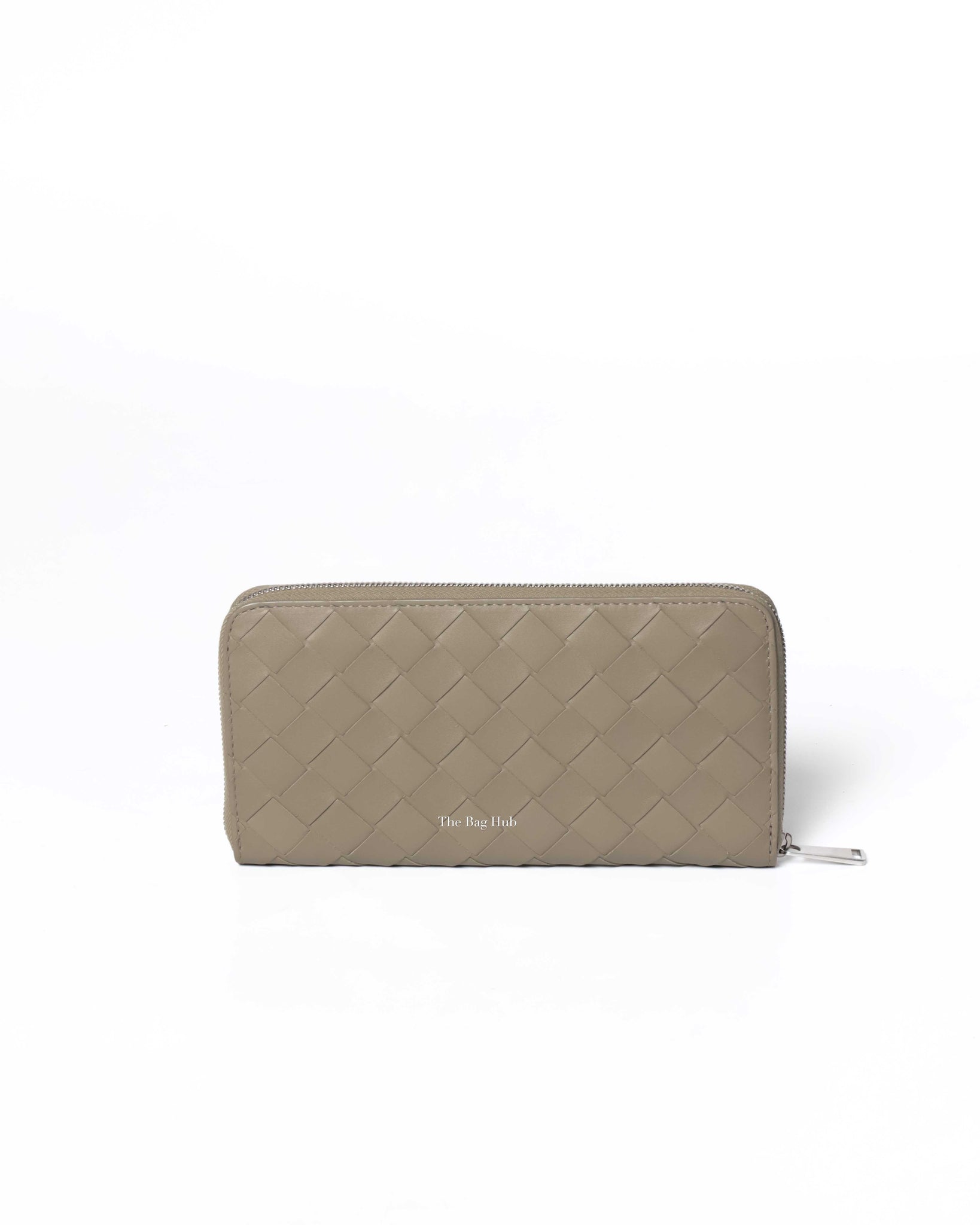Bottega Veneta Taupe Inrecciato Weave Ziparound Wallet-3