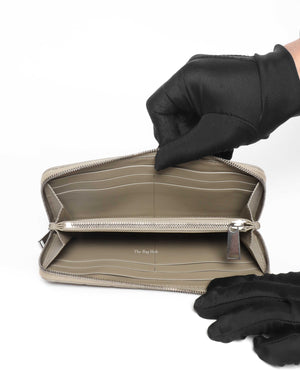 Bottega Veneta Taupe Inrecciato Weave Ziparound Wallet-9