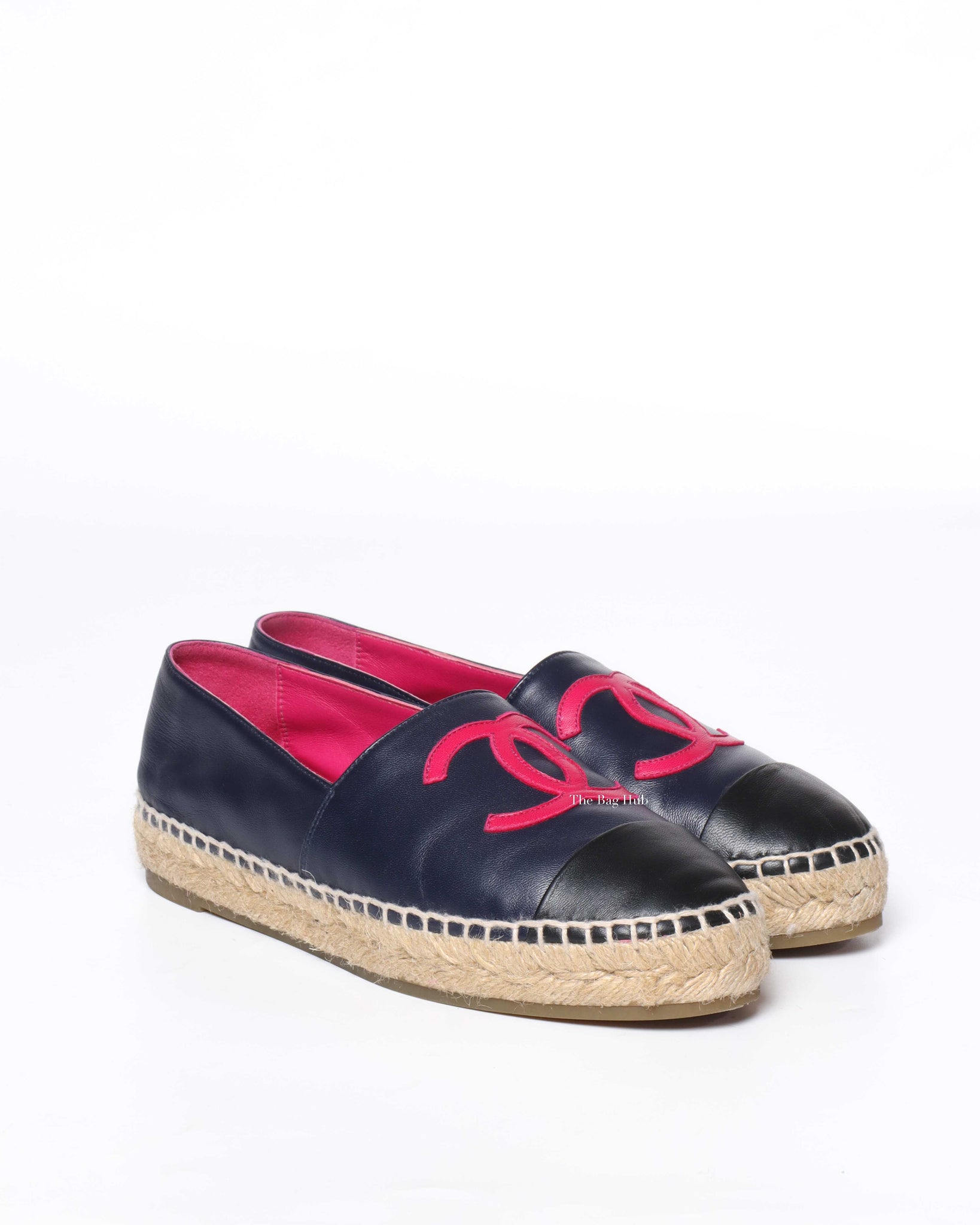 Chanel Navy/Fuchsia/Black Lambskin Espadrilles Size 37C-2