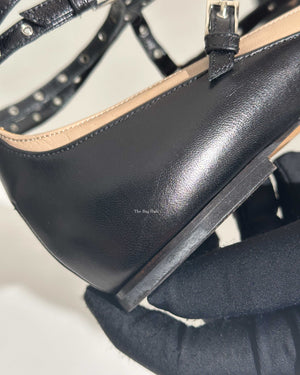 Valentino Garavani Black/Beige Leather Love Latch Caged Flats Size 37.5-17