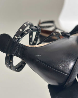 Valentino Garavani Black/Beige Leather Love Latch Caged Flats Size 37.5-18