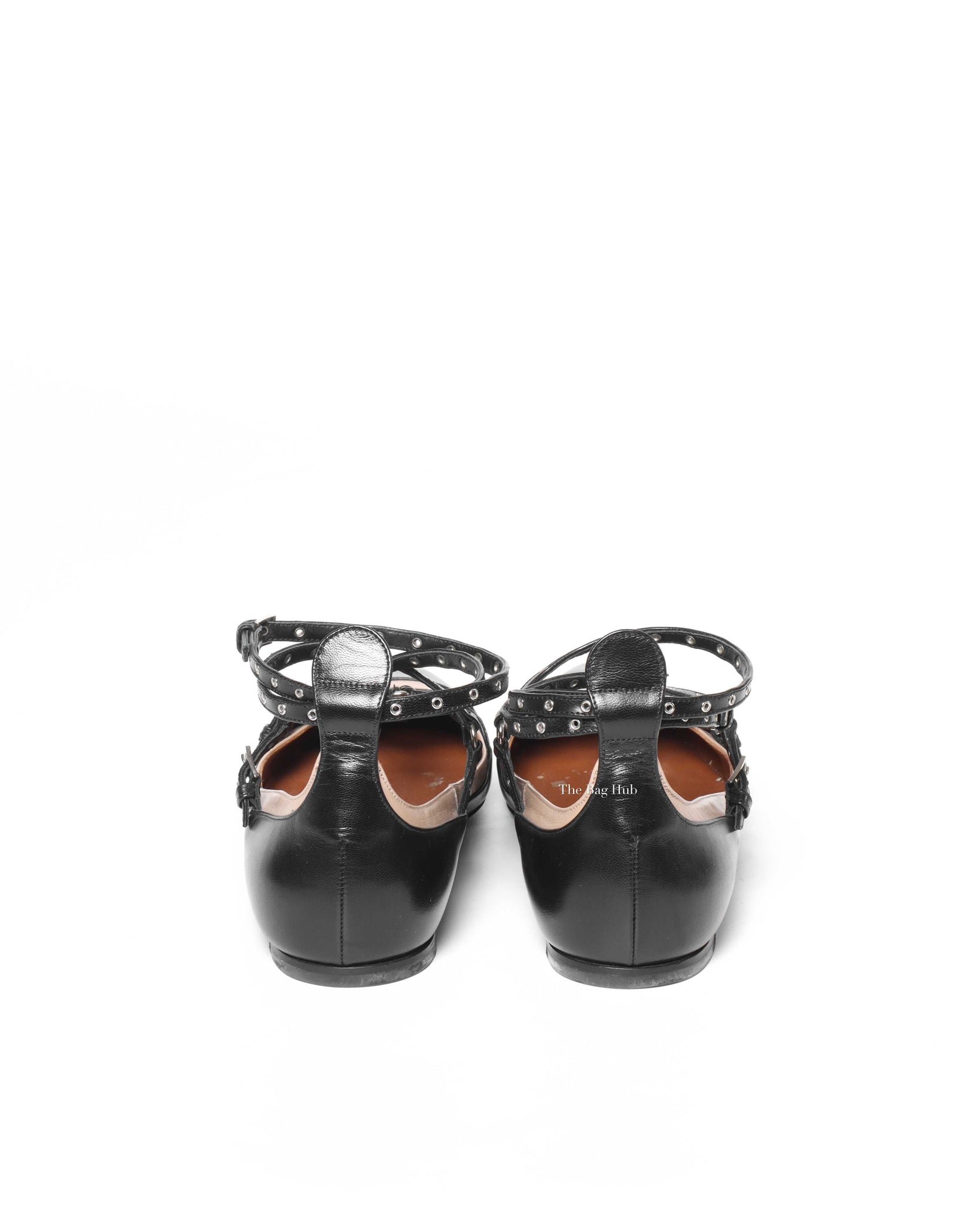 Valentino Garavani Black/Beige Leather Love Latch Caged Flats Size 37.5-7