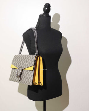 Gucci Yellow GG Supreme Medium Dionysus Flap Shoulder Bag-12