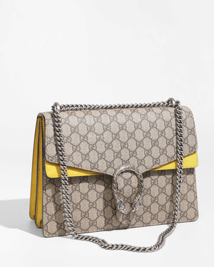 Gucci Yellow GG Supreme Medium Dionysus Flap Shoulder Bag-1