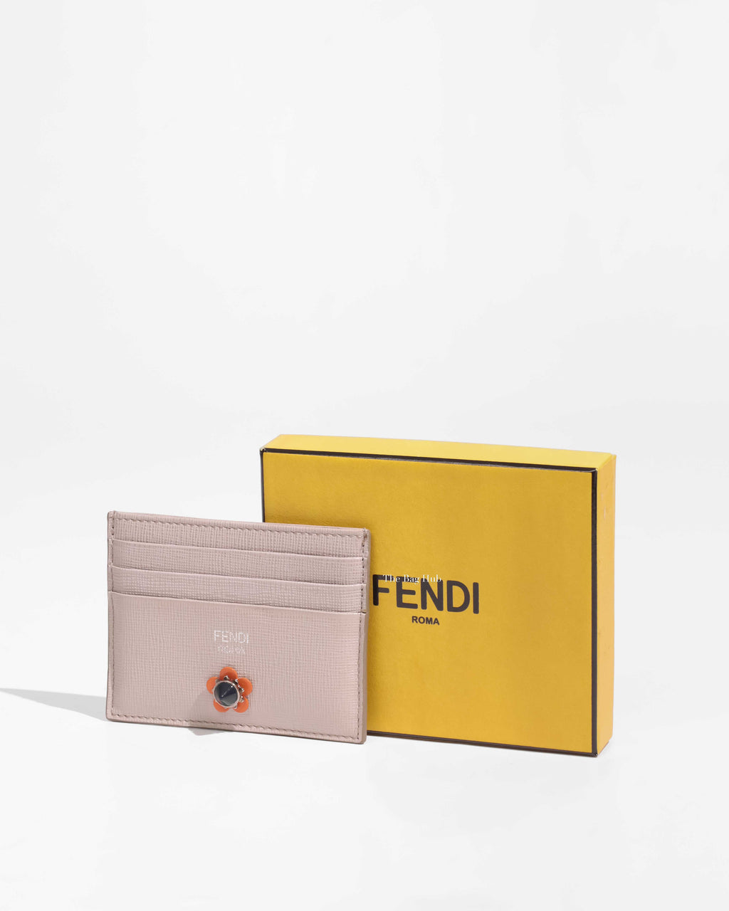 Fendi Light Grey Vitello Elite Flowerland Card Holder