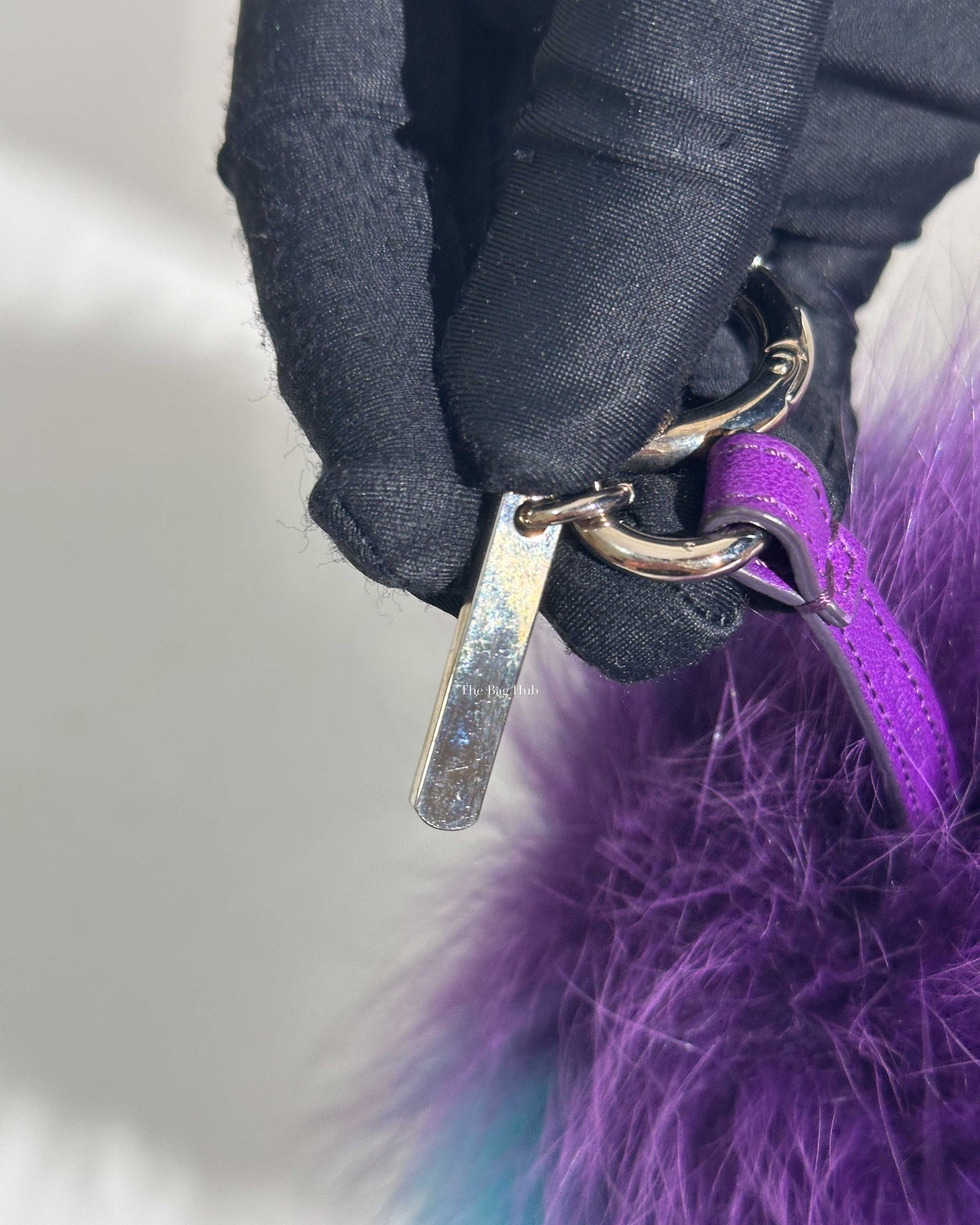 Fendi Purple/Teal Faux Fur Pompom Bag Charm