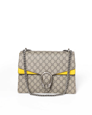 Gucci Yellow GG Supreme Medium Dionysus Flap Shoulder Bag-2