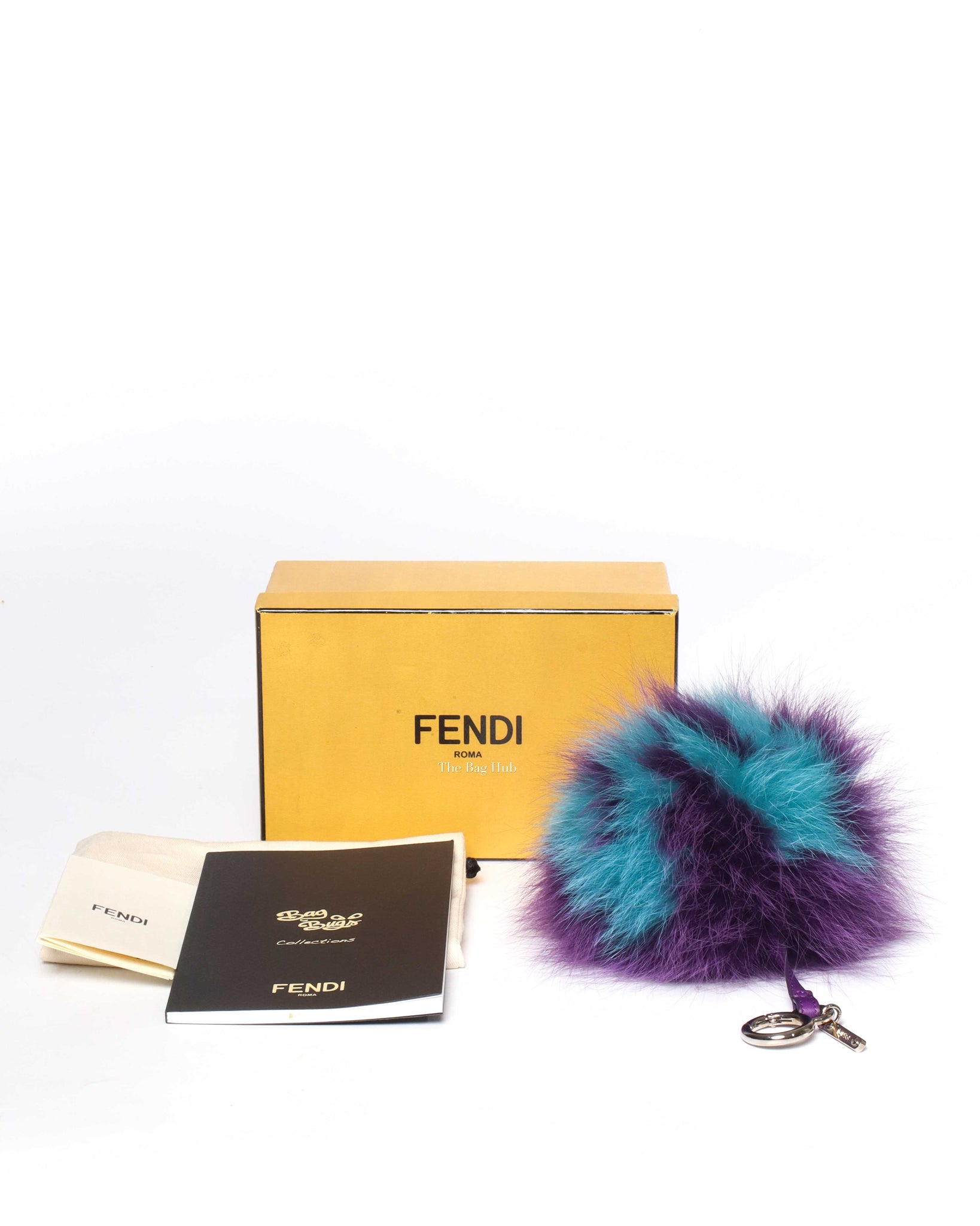 Fendi Purple/Teal Faux Fur Pompom Bag Charm