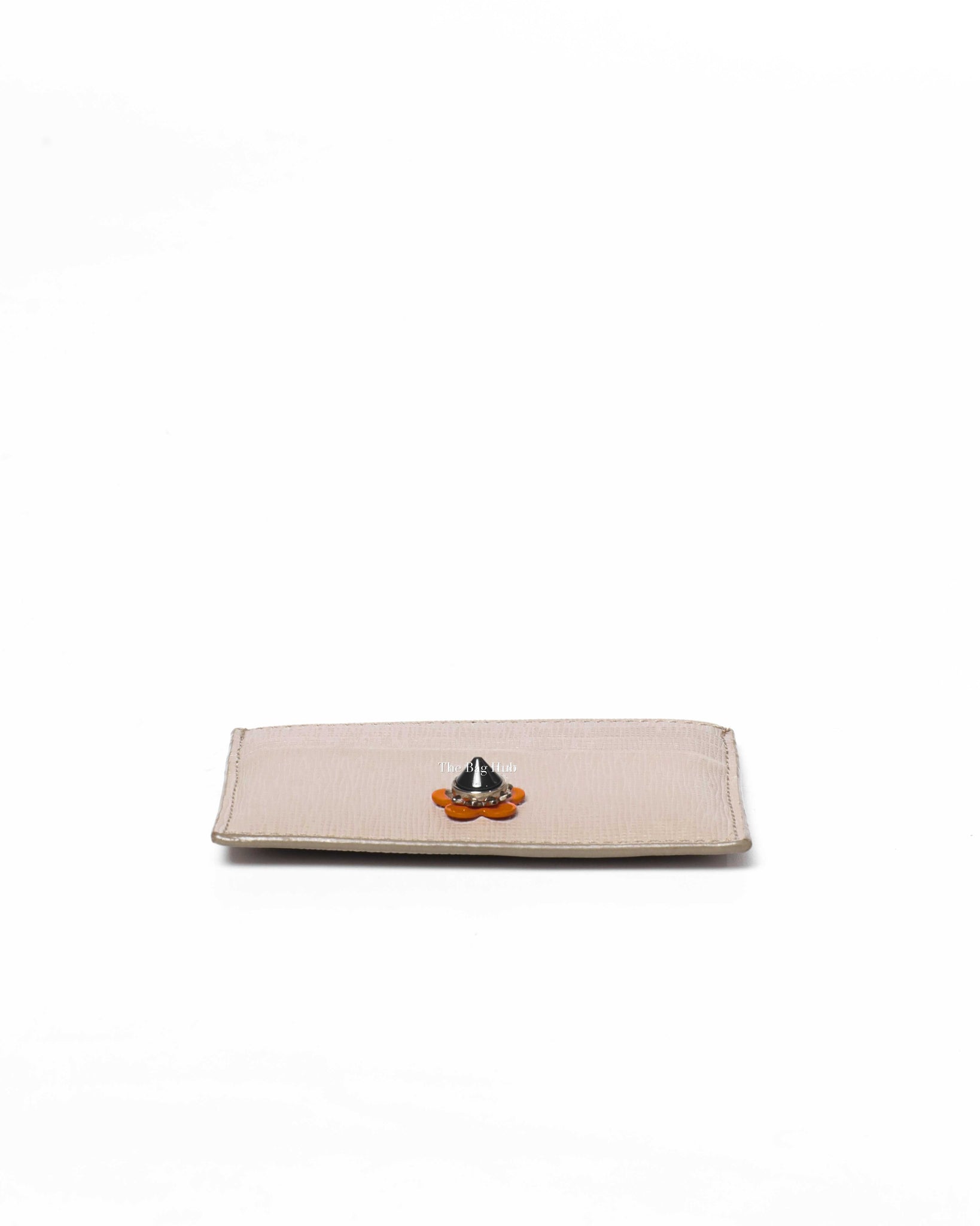 Fendi Light Grey Vitello Elite Flowerland Card Holder