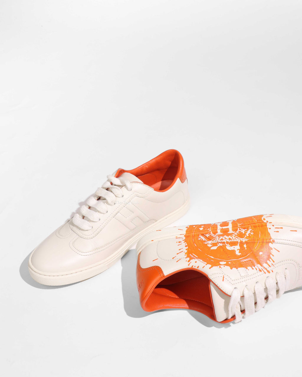 Hermes White Fresh Paint Leather Sneakers Size 36-1