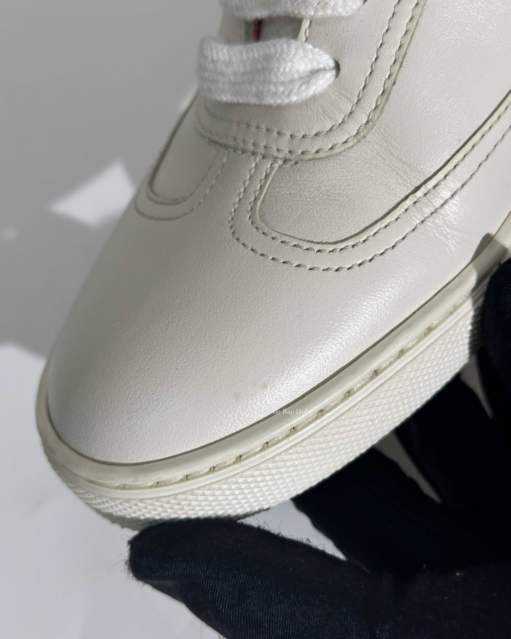 Hermes White Fresh Paint Leather Sneakers Size 36-10