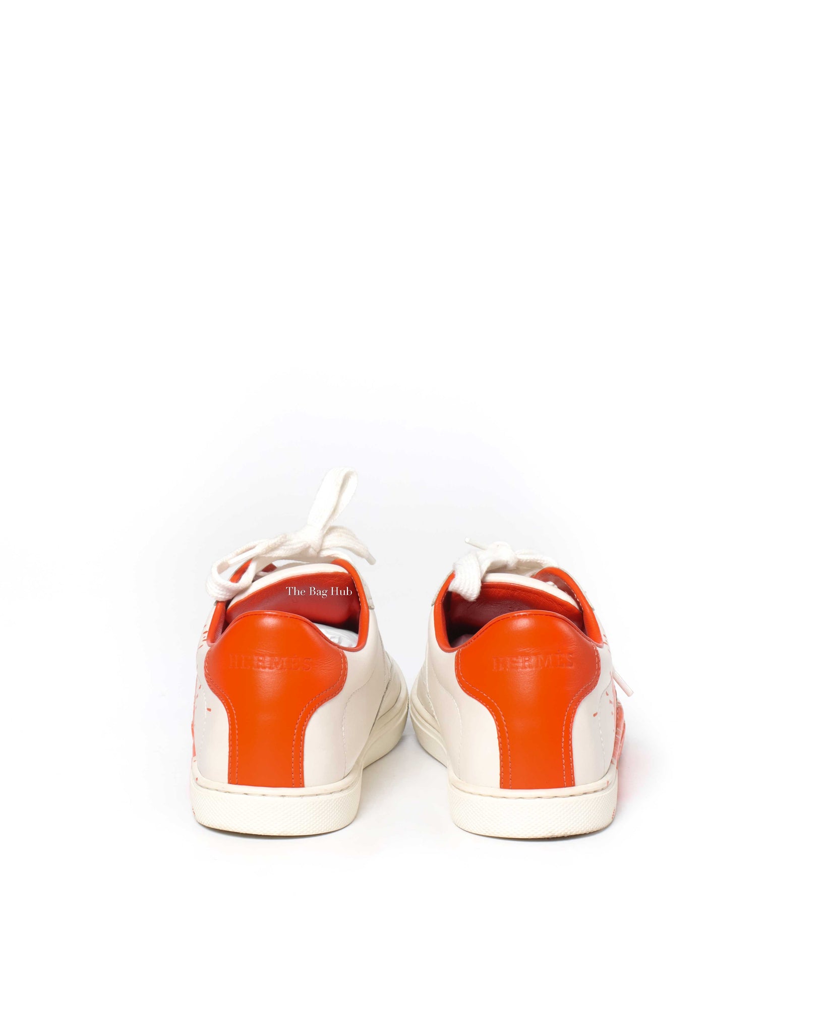Hermes White Fresh Paint Leather Sneakers Size 36-6