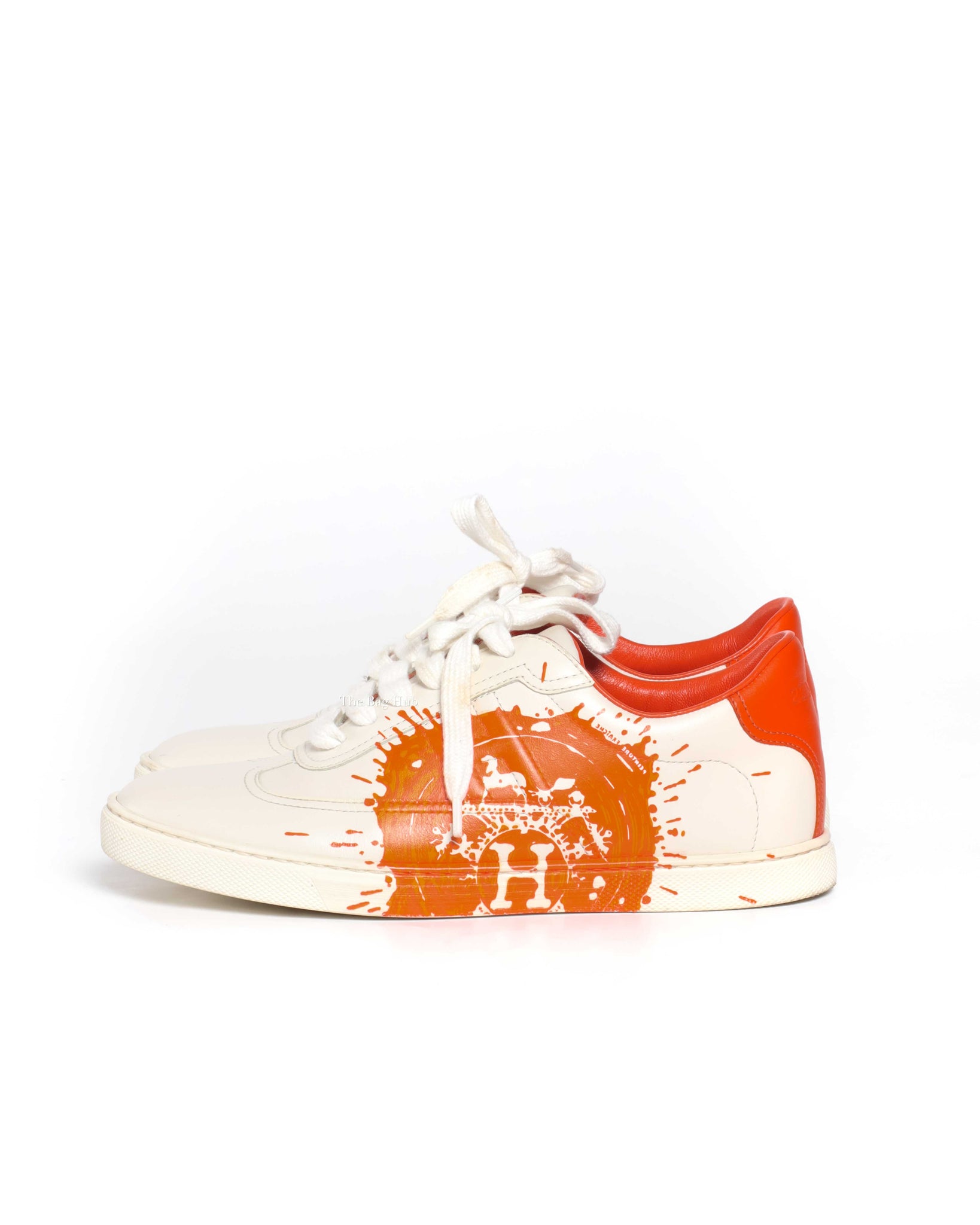Hermes White Fresh Paint Leather Sneakers Size 36-5
