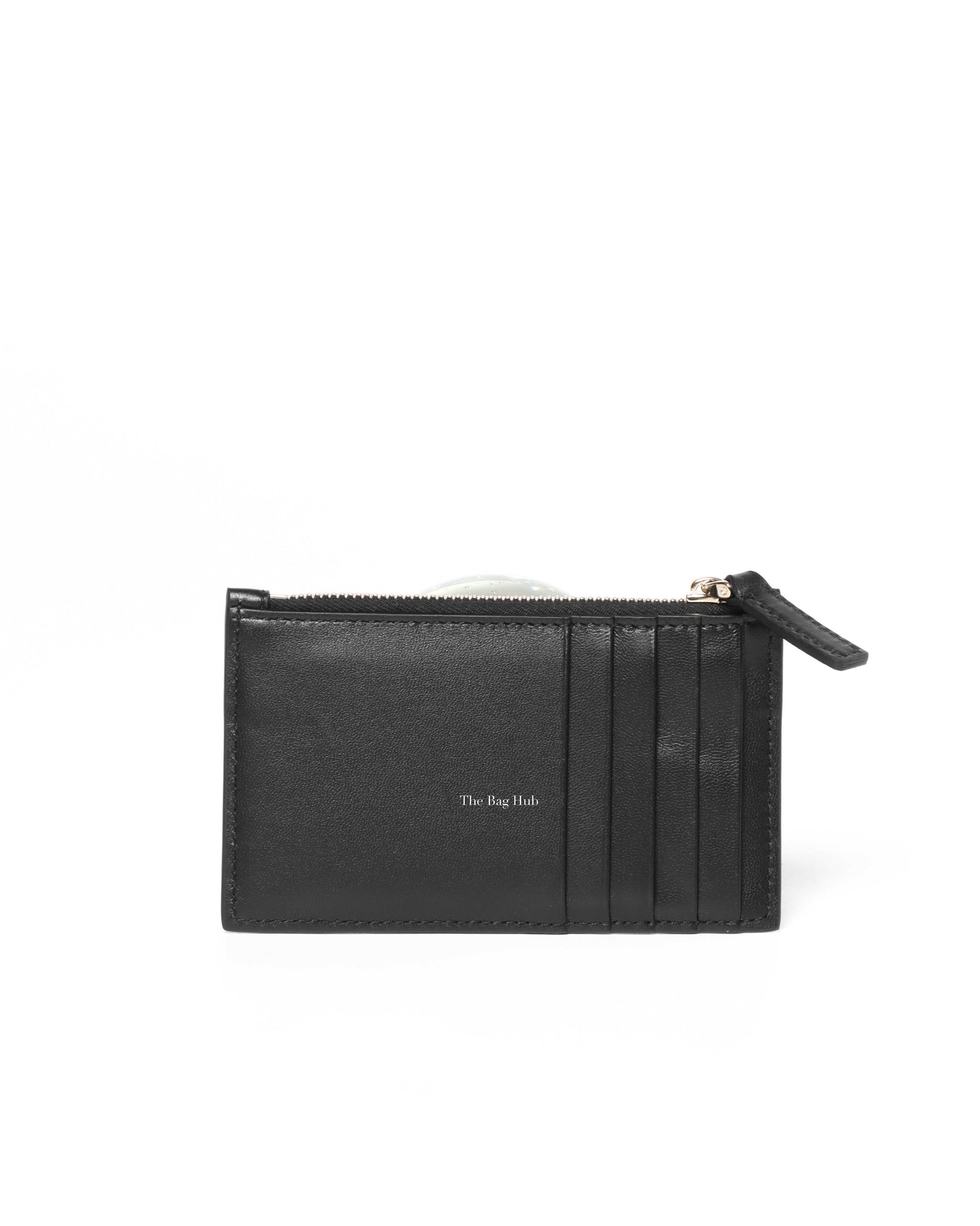Valentino Black Leather V logo Card Holder