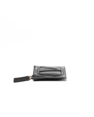 Valentino Black Leather V logo Card Holder