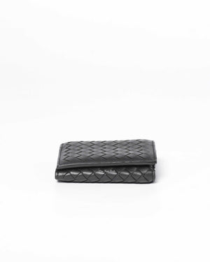 Bottega Veneta Black Leather Tri-fold Wallet-6