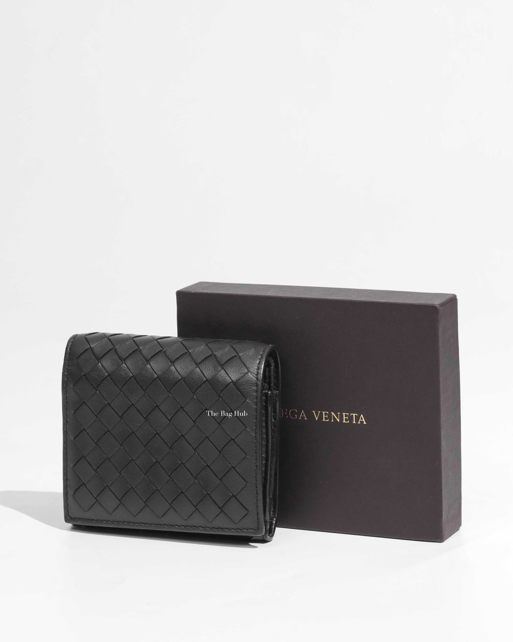 Bottega Veneta Black Leather Tri-fold Wallet-1