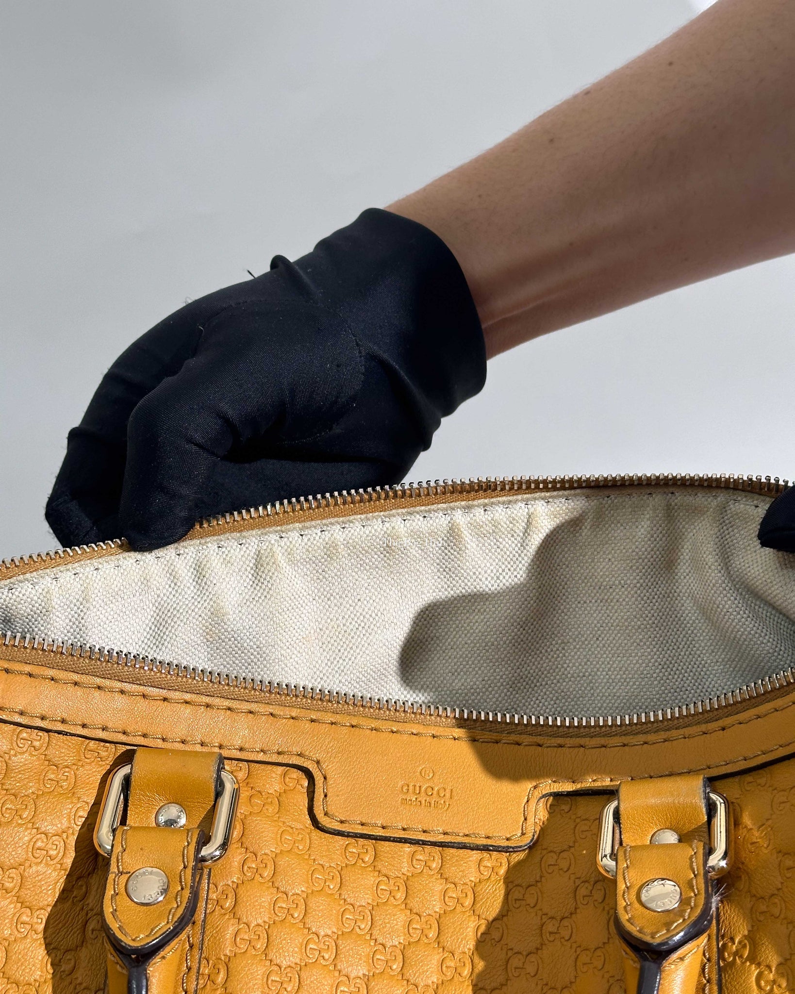 Gucci Mustard Microguccissima Leather Medium Joy Boston Bag-16