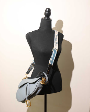 Dior Cloud Blue Leather Saddle Medium Shoulder Bag-11