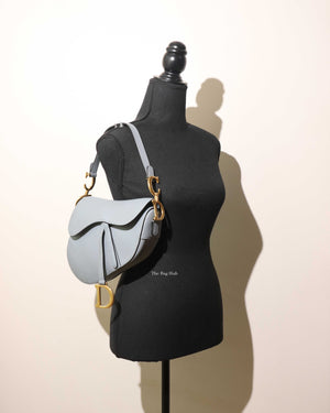 Dior Cloud Blue Leather Saddle Medium Shoulder Bag-10