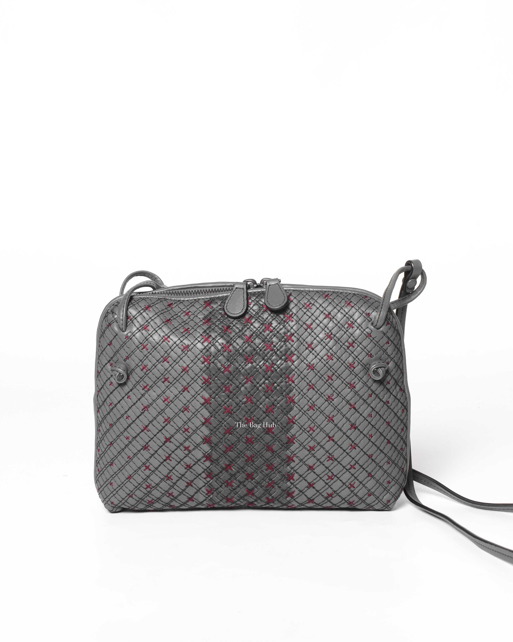Bottega Veneta Grey Quilted Stitched Leather Nodini Crossbody Bag-2