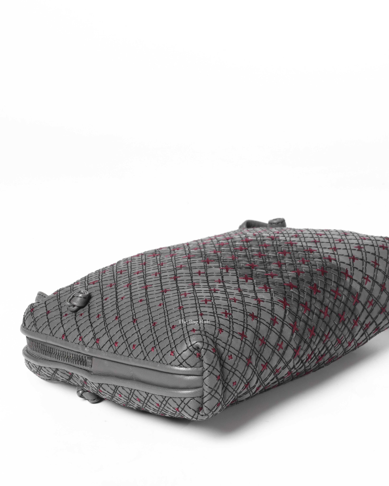 Bottega Veneta Grey Quilted Stitched Leather Nodini Crossbody Bag-7