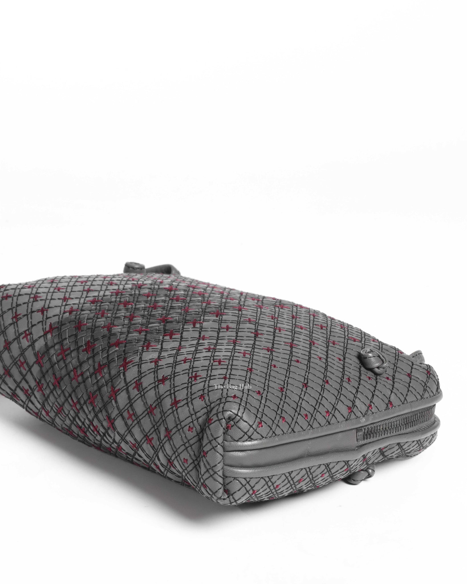 Bottega Veneta Grey Quilted Stitched Leather Nodini Crossbody Bag-8