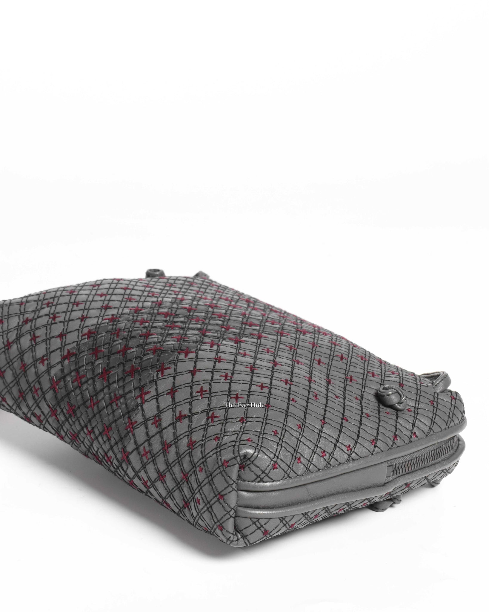 Bottega Veneta Grey Quilted Stitched Leather Nodini Crossbody Bag-10