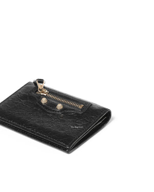Balenciaga Black Leather Bifold Card Holder