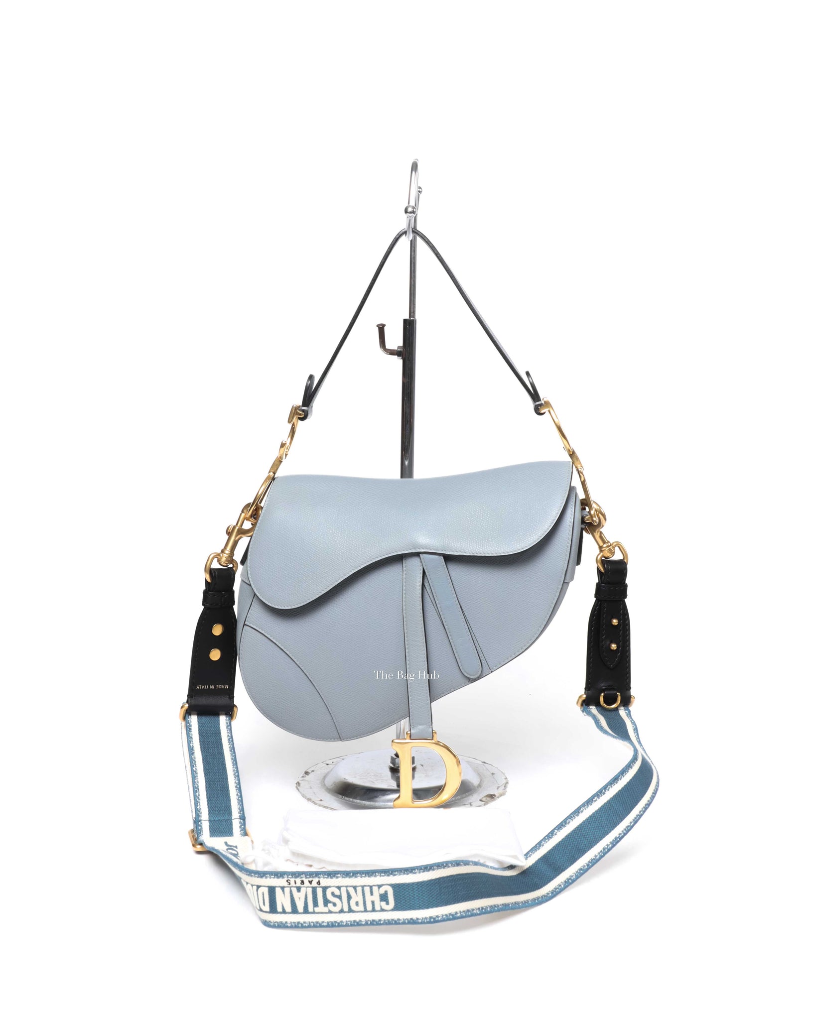 Dior Cloud Blue Leather Saddle Medium Shoulder Bag-12