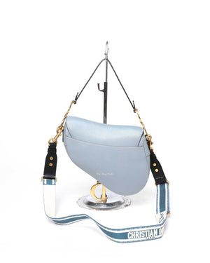 Dior Cloud Blue Leather Saddle Medium Shoulder Bag-3