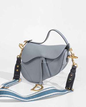 Dior Cloud Blue Leather Saddle Medium Shoulder Bag-1