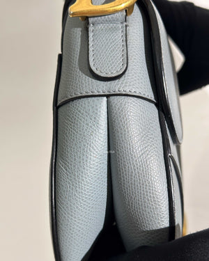 Dior Cloud Blue Leather Saddle Medium Shoulder Bag-14