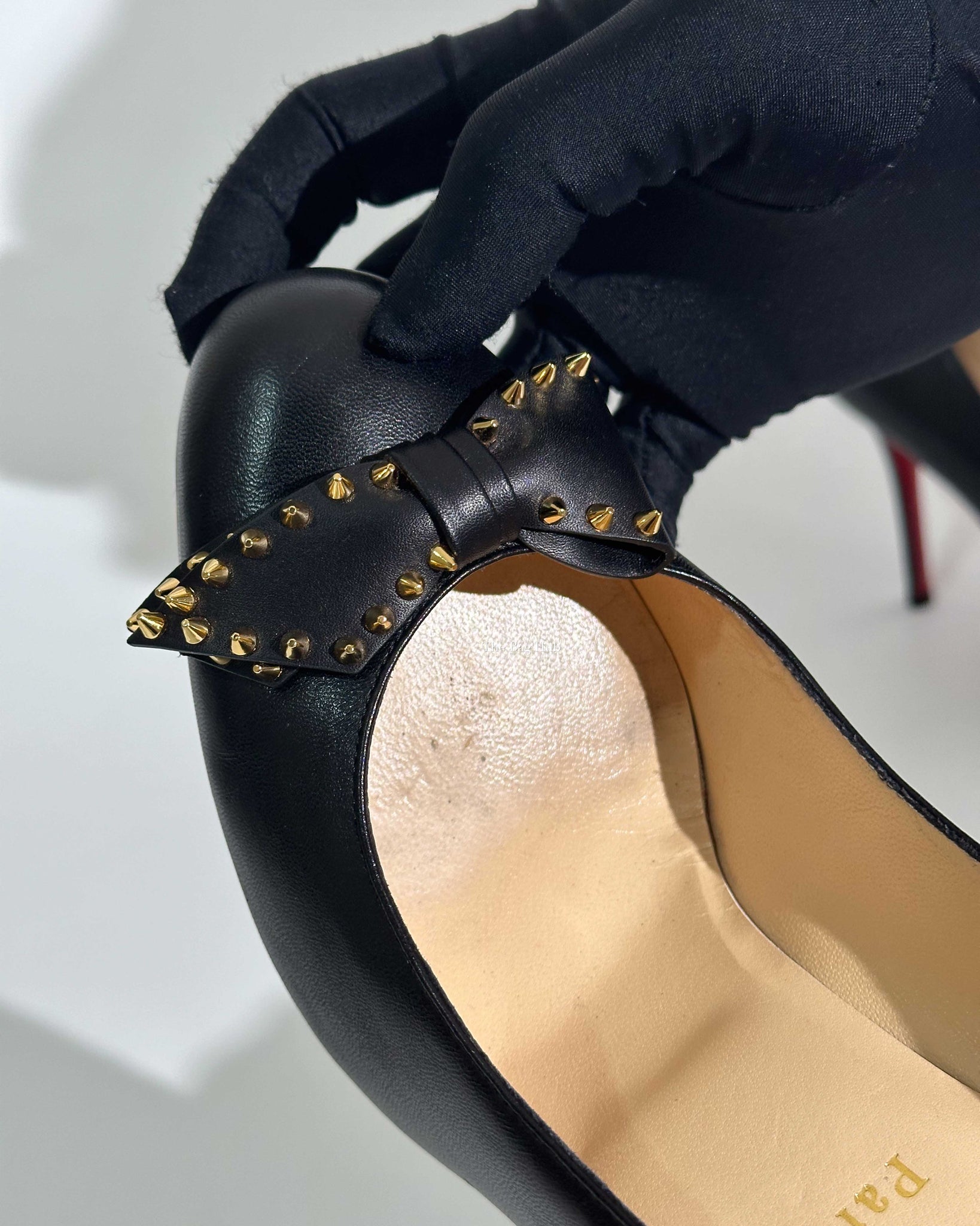 Christian Louboutin Black Nappa Spike Ballalarina 100 Pumps Size 40-22
