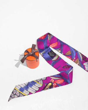 Hermes Violet Multicolor Silk Tree of Song Twilly-1