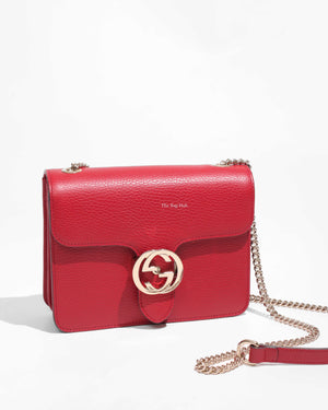 Gucci Red Leather Dollar Interlocking Chain Bag-1