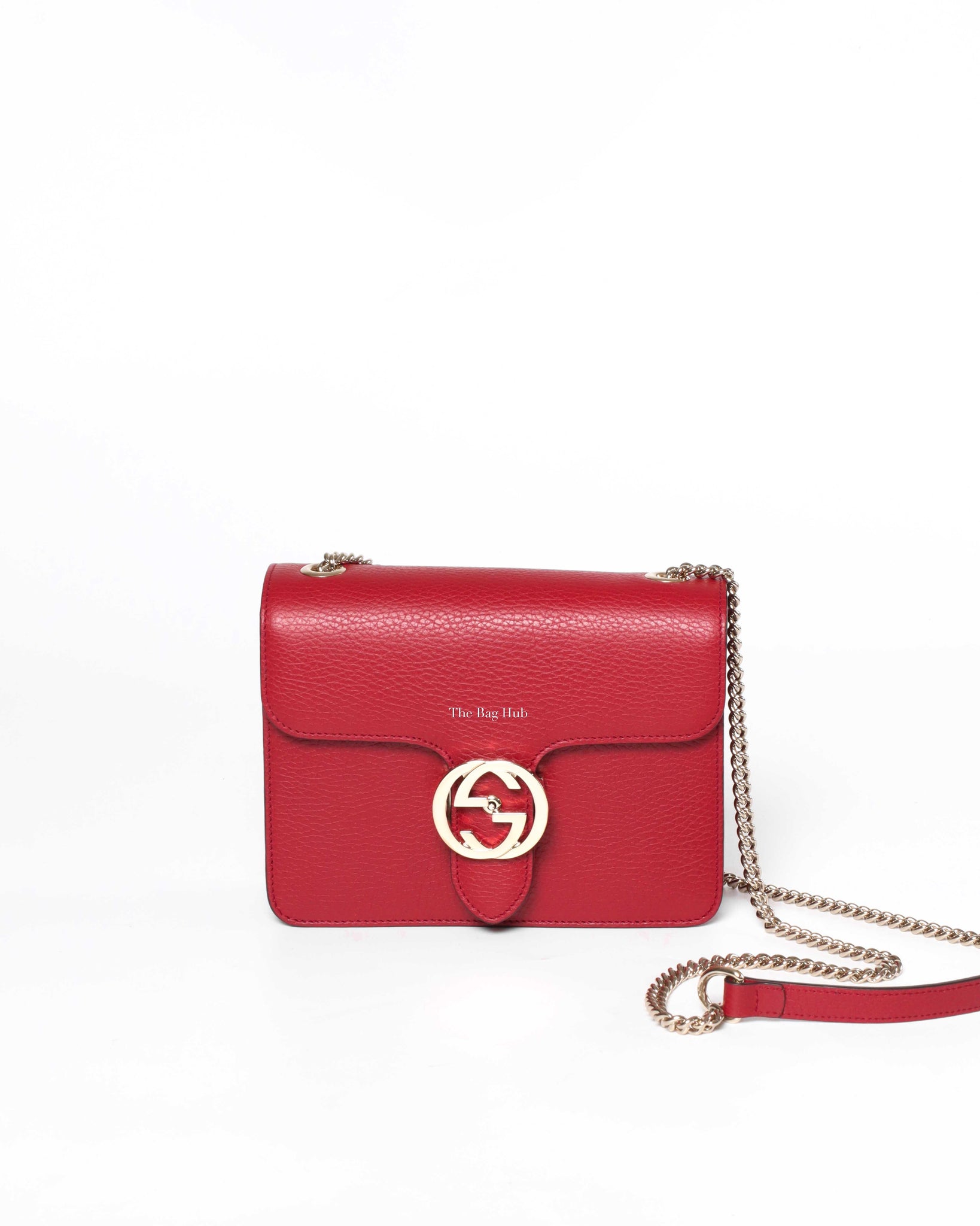 Gucci Red Leather Dollar Interlocking Chain Bag-2