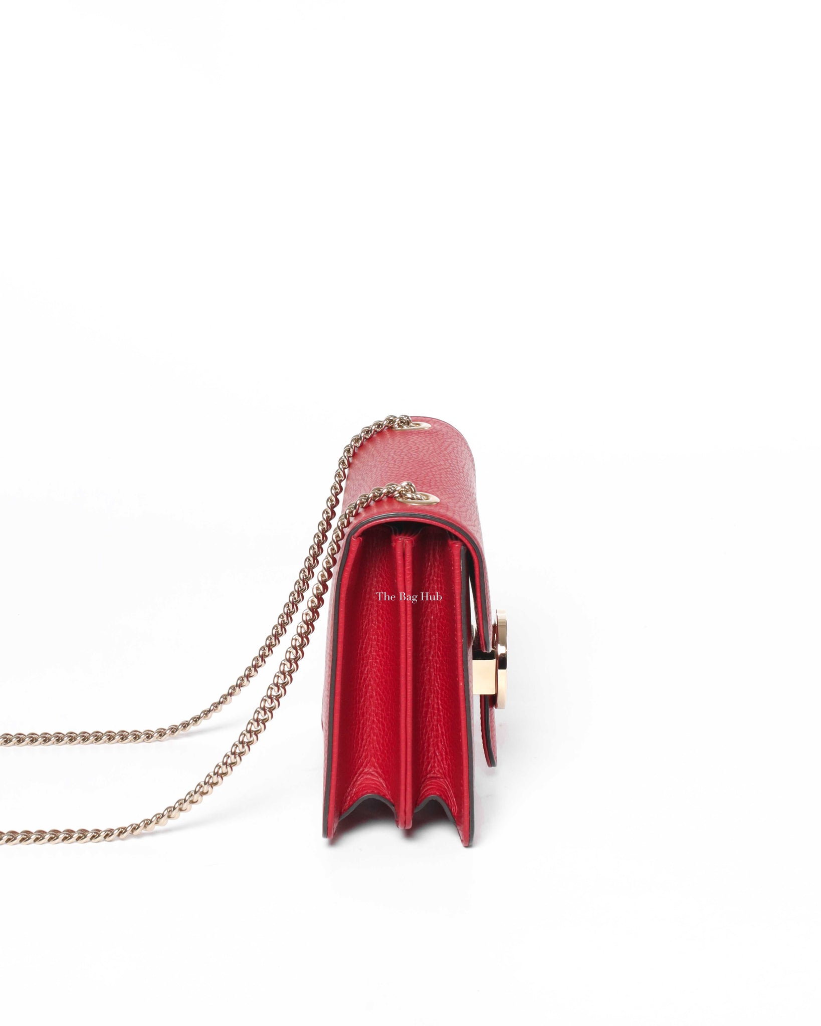 Gucci Red Leather Dollar Interlocking Chain Bag-4