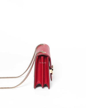 Gucci Red Leather Dollar Interlocking Chain Bag-4