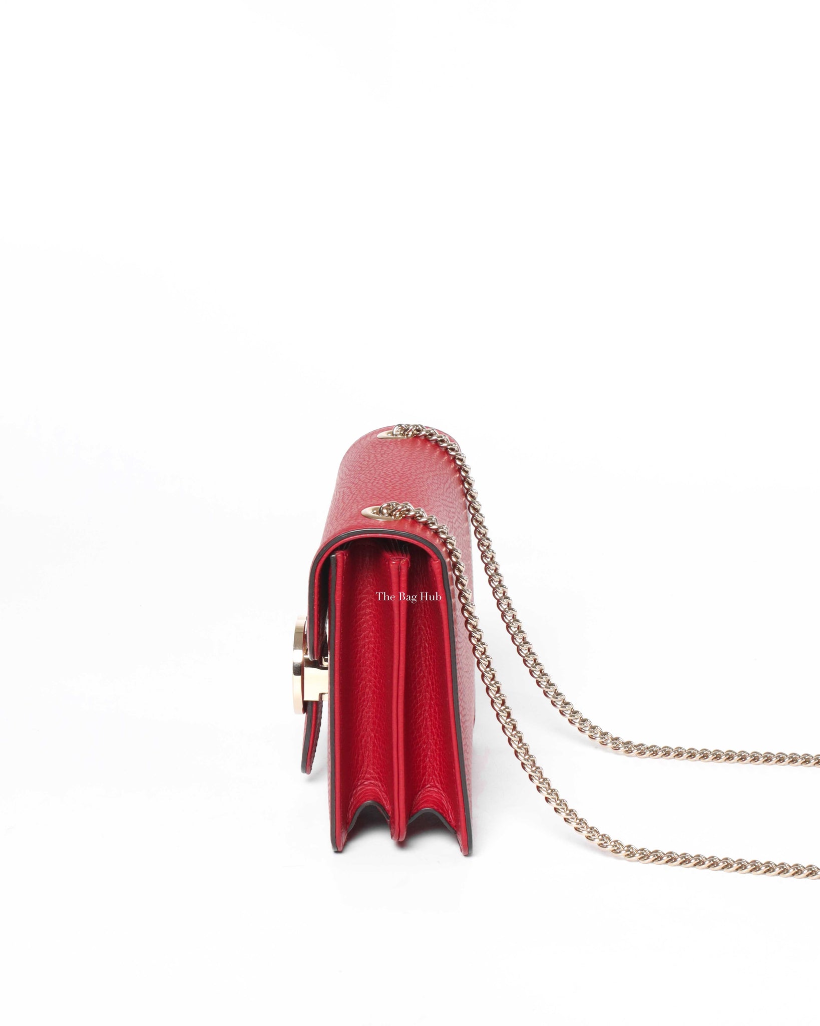 Gucci Red Leather Dollar Interlocking Chain Bag-5