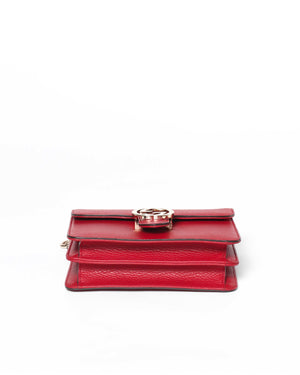 Gucci Red Leather Dollar Interlocking Chain Bag-6