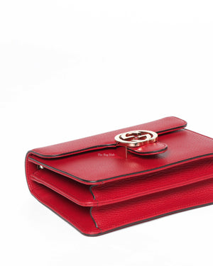 Gucci Red Leather Dollar Interlocking Chain Bag-7