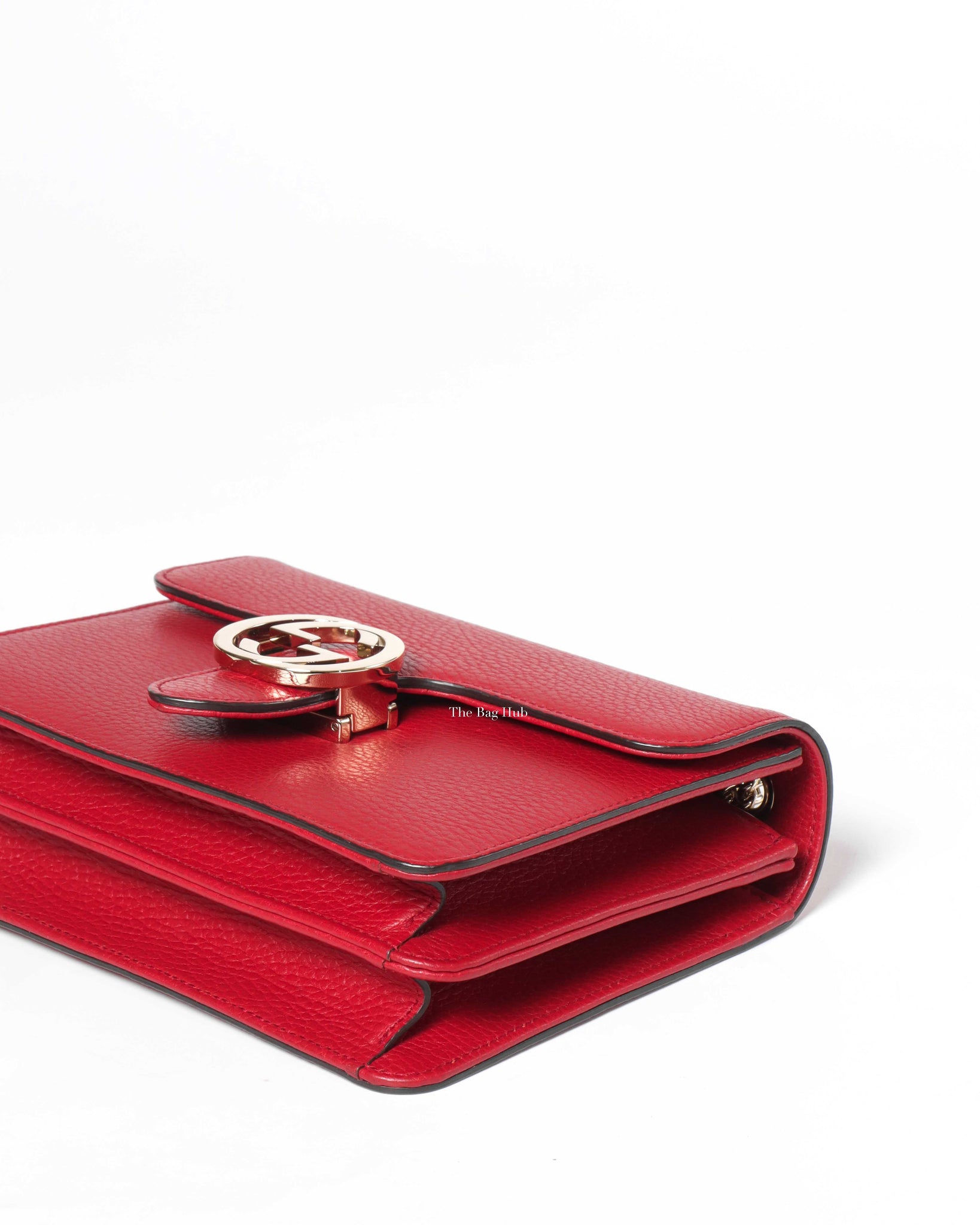 Gucci Red Leather Dollar Interlocking Chain Bag-8