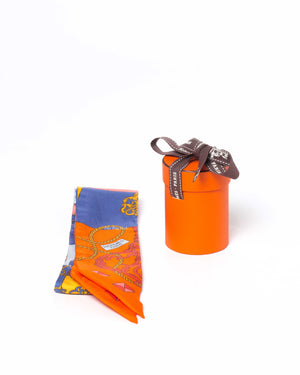 Hermes Orange/Bleu Multicolor Silk Tours De Cles Twilly-6