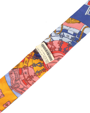 Hermes Orange/Bleu Multicolor Silk Tours De Cles Twilly-4