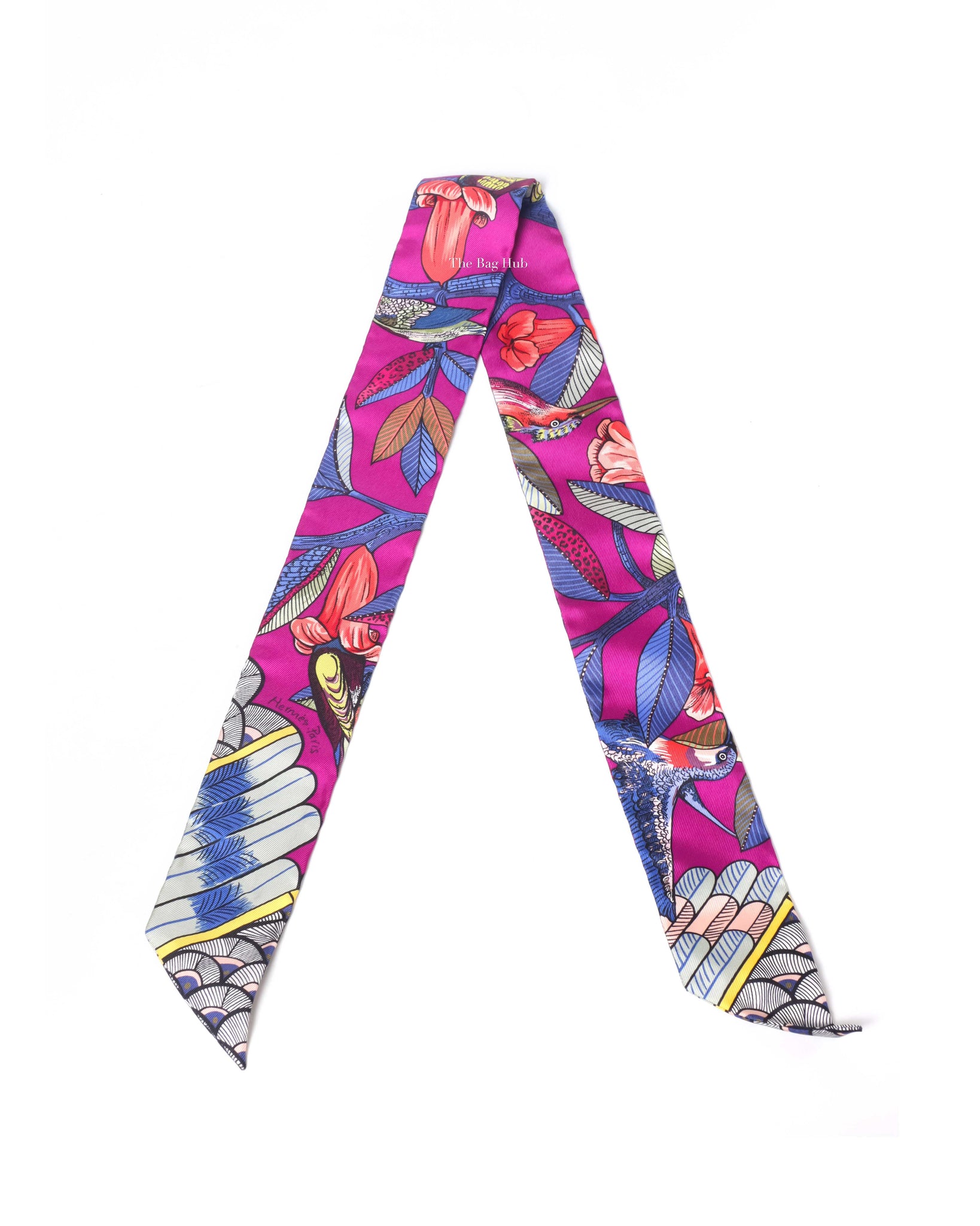 Hermes Violet Multicolor Silk Tree of Song Twilly-5