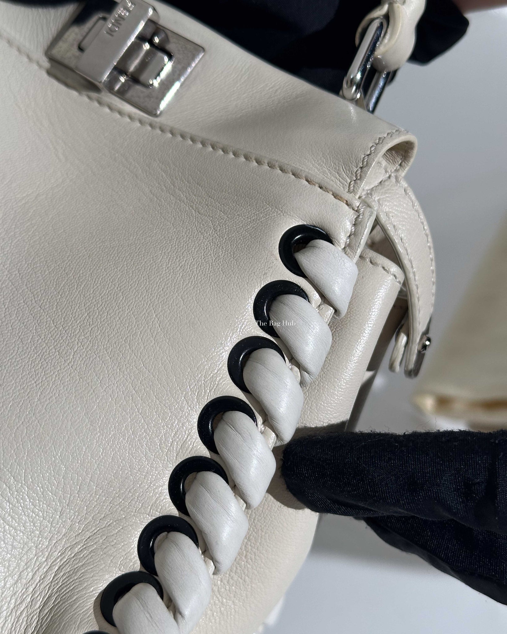 Fendi Off White Mini Peekaboo Whipstitch Crossbody Bag
