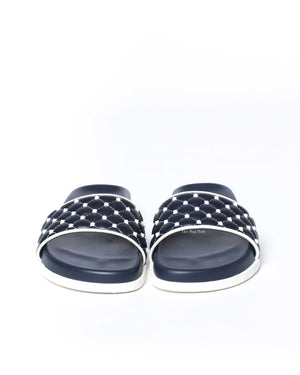 Valentino Navy/White Quilted Rubber Pool slide Size 38.5-3