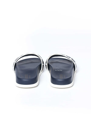 Valentino Navy/White Quilted Rubber Pool slide Size 38.5-6